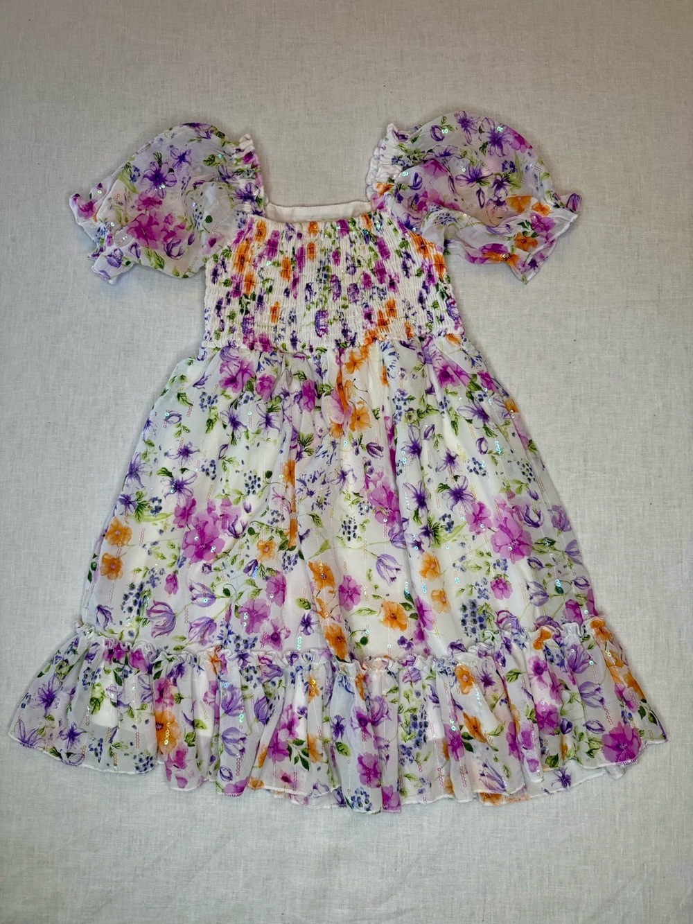 Rare Editions Floral Sequin Dress | Girls XS (4/5)